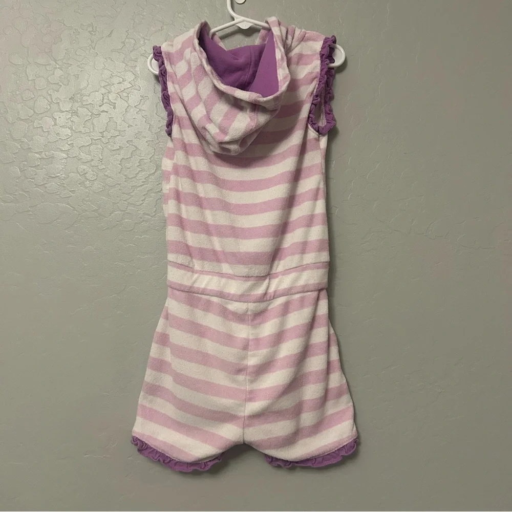 Disney Rapunzel purple and white striped shorts romper terry swim cover up 5/6